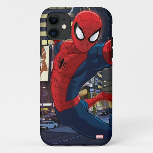 Spider_Man Web Slinging Through Traffic iPhone 11 Case