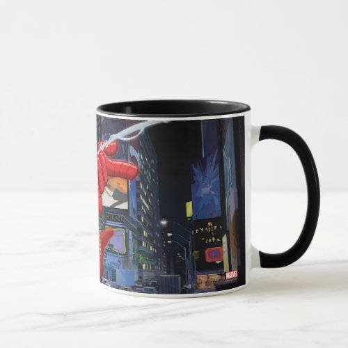 Spider_Man Web Slinging Through Traffic Mug