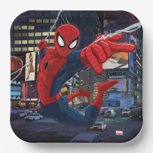Spider_Man Web Slinging Through Traffic Paper Plates