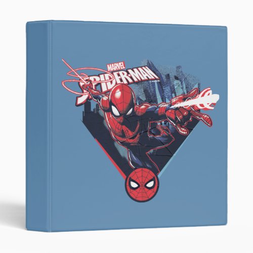 Spider_Man  Web_Swinging Over City Badge 3 Ring Binder