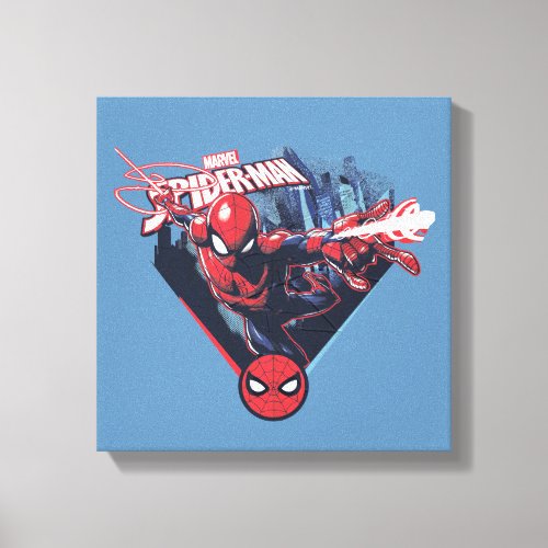 Spider_Man  Web_Swinging Over City Badge Canvas Print