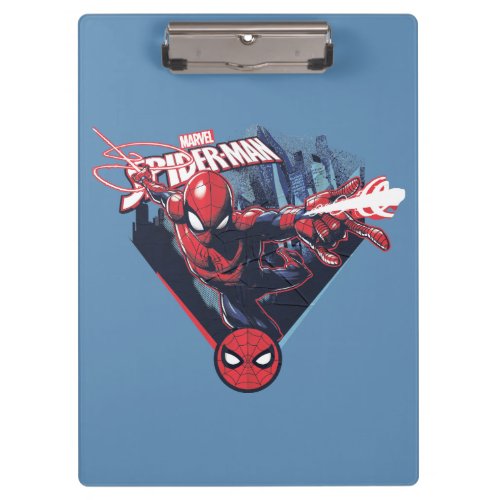 Spider_Man  Web_Swinging Over City Badge Clipboard