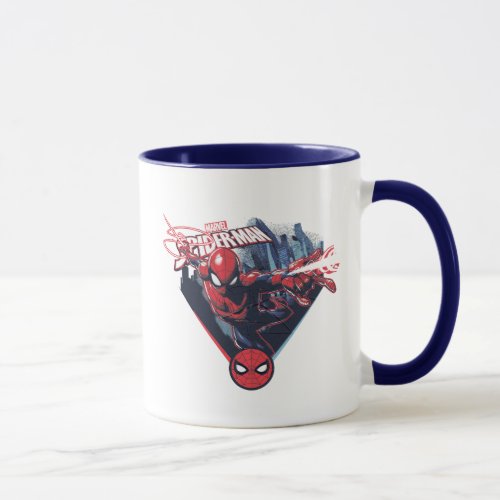 Spider_Man  Web_Swinging Over City Badge Mug