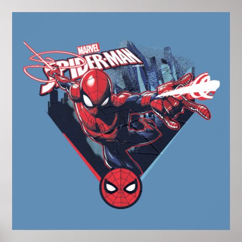 Spider_Man  Web_Swinging Over City Badge Poster