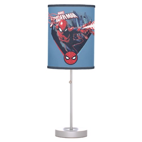 Spider_Man  Web_Swinging Over City Badge Table Lamp