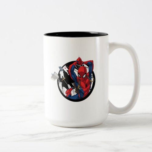 Spider_Man  Web_Swinging With Backpack Two_Tone Coffee Mug