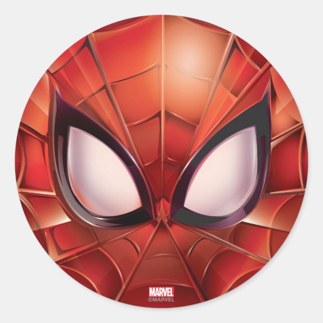 Spider-Man Webbed Mask Classic Round Sticker (Front)