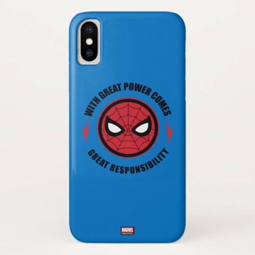 Spider_Man  With Great Power Icon Badge iPhone X Case