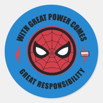 Spider-man | "with Great Power" Icon Badge Classic Round Sticker by spidermanclassics at Zazzle