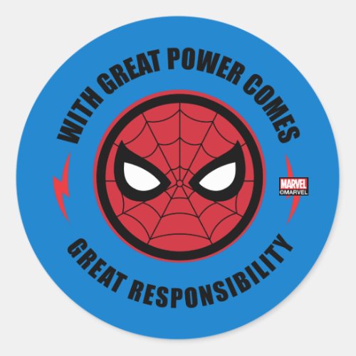 Spider_Man  With Great Power Icon Badge Classic Round Sticker