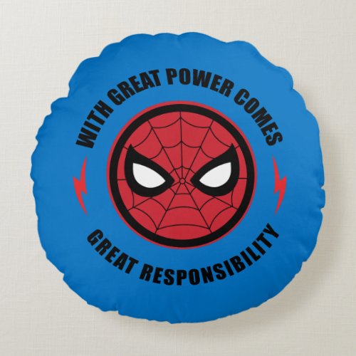 Spider_Man  With Great Power Icon Badge Round Pillow