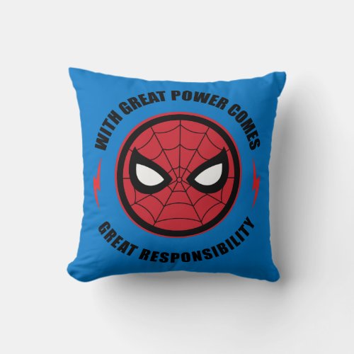 Spider_Man  With Great Power Icon Badge Throw Pillow