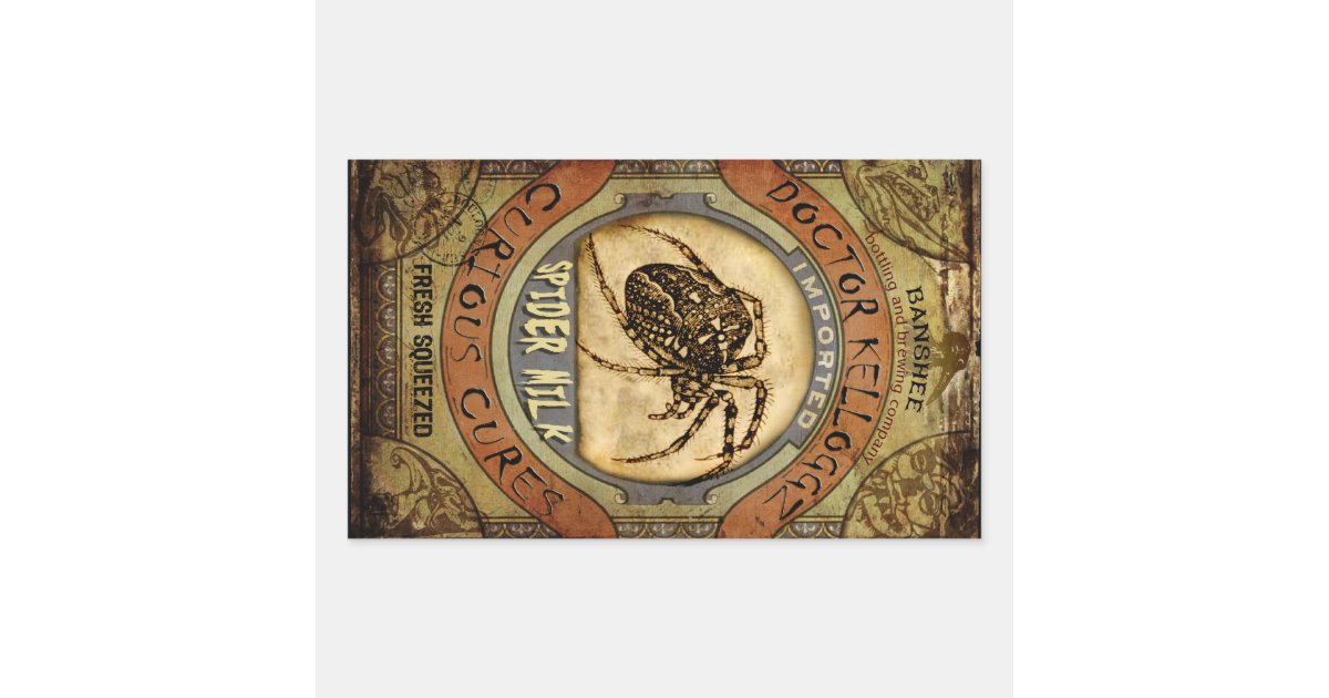 Sticker Spider Rectangular Spider Milk Rectangular Sticker | Zazzle
