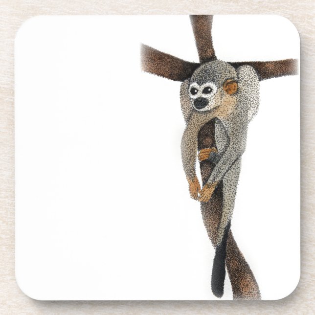 spider monkey pen art beverage coaster (Front)