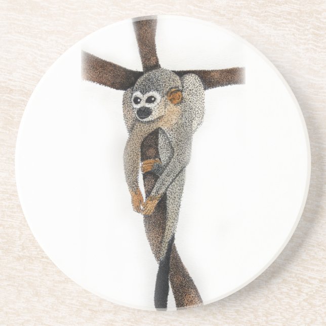 spider monkey pen art coaster (Front)