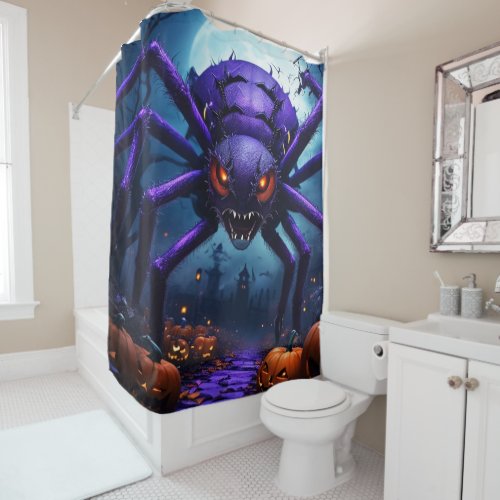 Spider Monster Halloween Shower Curtain