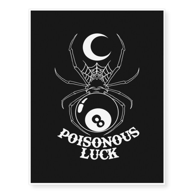 Spider Moon Poisonous Luck Temporary Tattoos (Front)