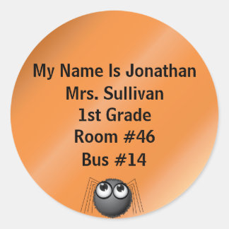 Spider Nametag Classic Round Sticker