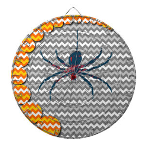 Spider on Gray Chevron Zigzag Pattern Dart Board