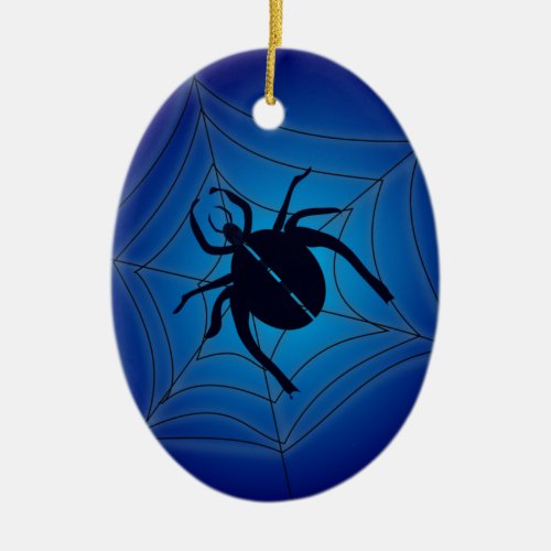 Spider on web ceramic ornament