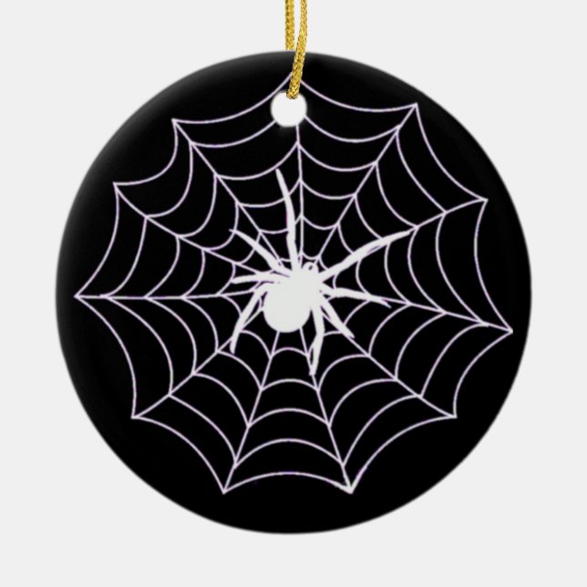 Spider On Web Ceramic Ornament (Front)
