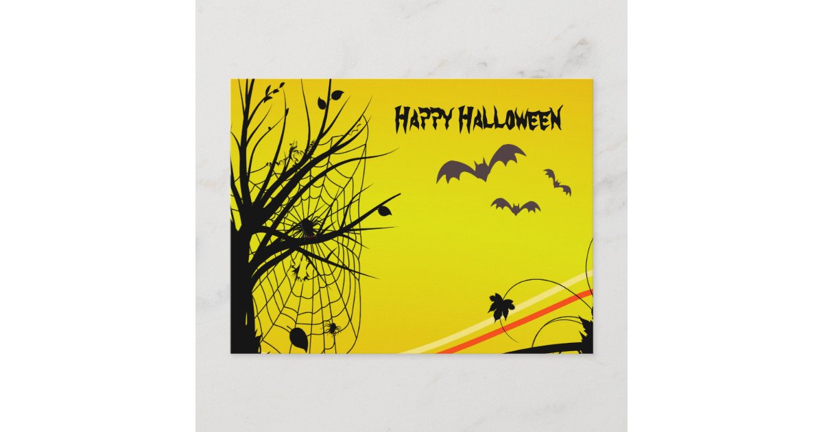 Spider On Web Halloween Postcard | Zazzle