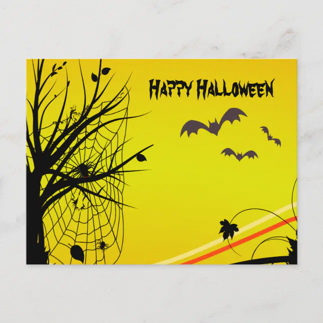 Spider On Web Halloween Postcard | Zazzle
