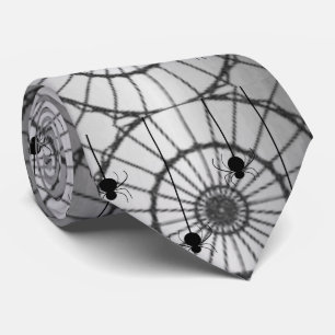 Spider on Web Tie-Gray Neck Tie
