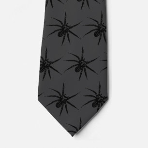 Spider Pattern   Neck Tie   Charcoal and Black