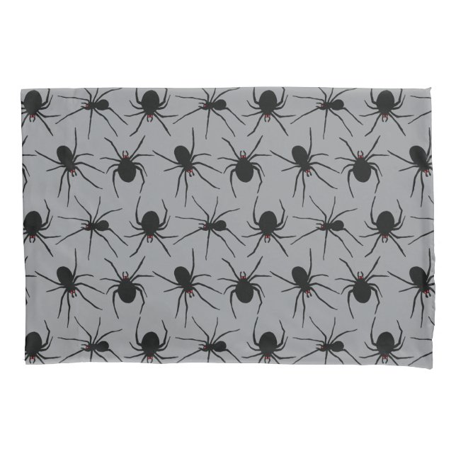 Spider Pattern On Gray Pillow Case (Front)
