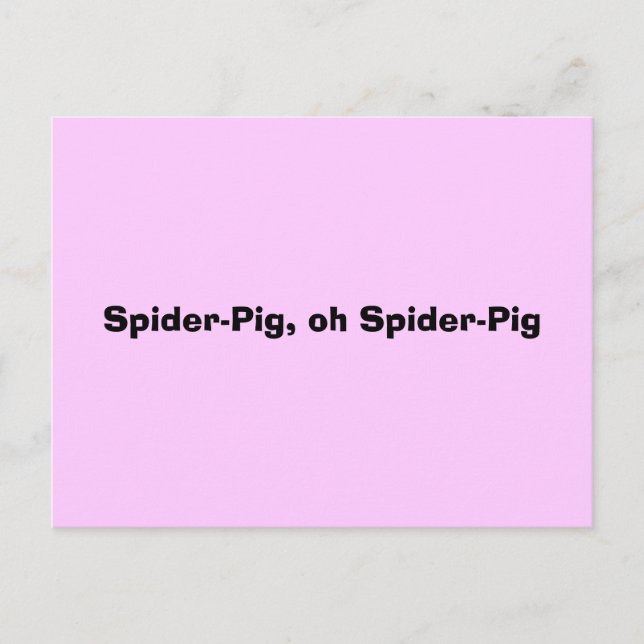 Spider-Pig, oh Spider-Pig Postcard (Front)