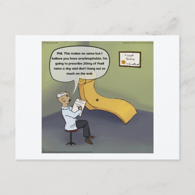 Spider Psychiatric Patient Funny Comic Postcard (Front)