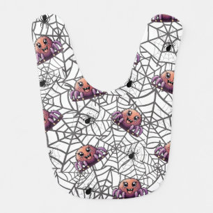 Spider Purple Print Baby Bib