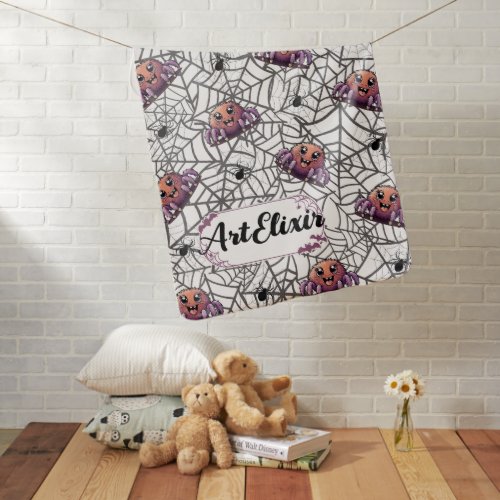 Spider Purple Print Baby Blanket