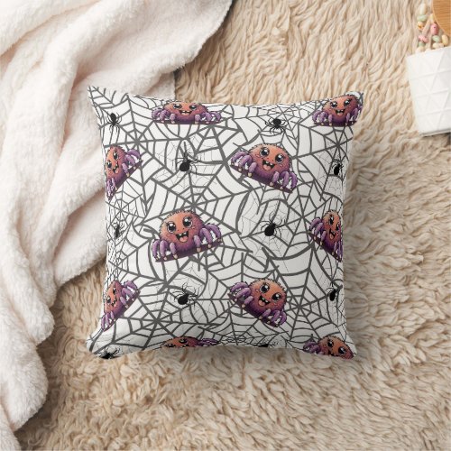 Spider Purple Print  Throw Pillow