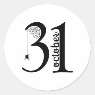 Spider Retro Spooky 31 Halloween October 31st Hall Classic Round Sticker