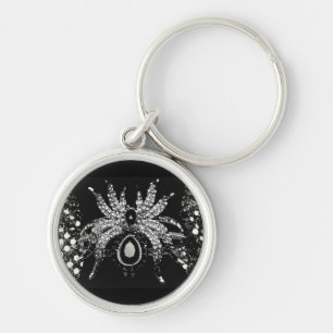 Spider rhinestone diamond look and black tarantula keychain