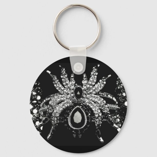 Spider rhinestone diamond sparkle keychain (Front)