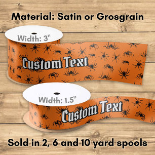 Spider Silhouettes Pattern Satin Ribbon