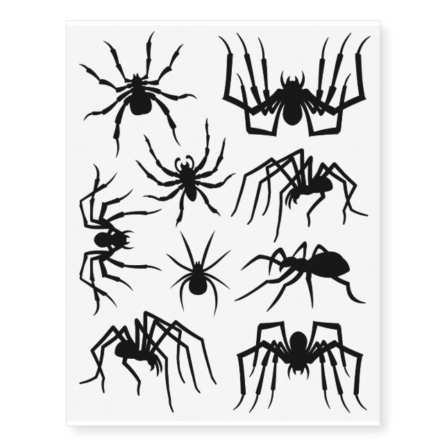 Spider Silhouettes Temporary Tattoos (Front)