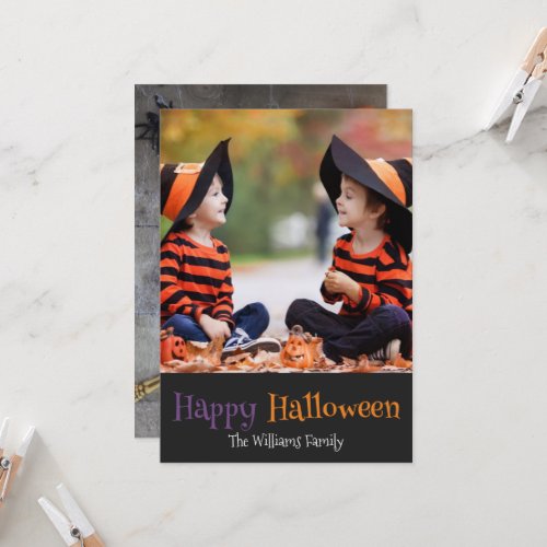 Spider Skeleton Pumpkins Halloween Photo Card