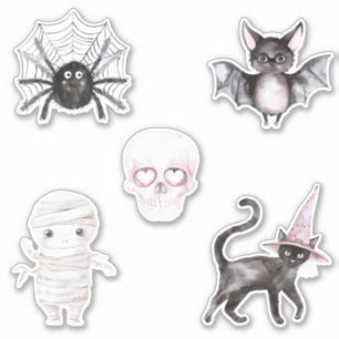 Spider Skull Bat Cat Mummy Halloween Sticker
