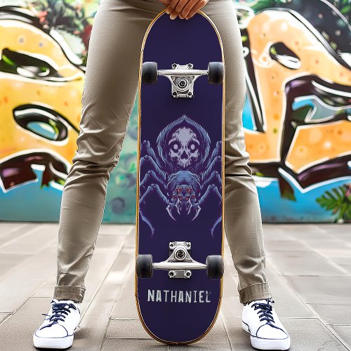 Spider Skull Personalized Name Skateboard
