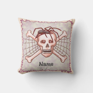 Spider Skull Throw Pillow