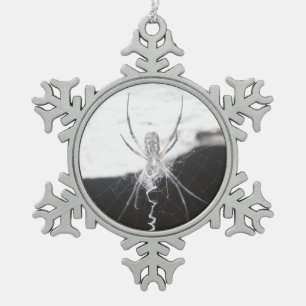 Spider Snowflake Pewter Christmas Ornament
