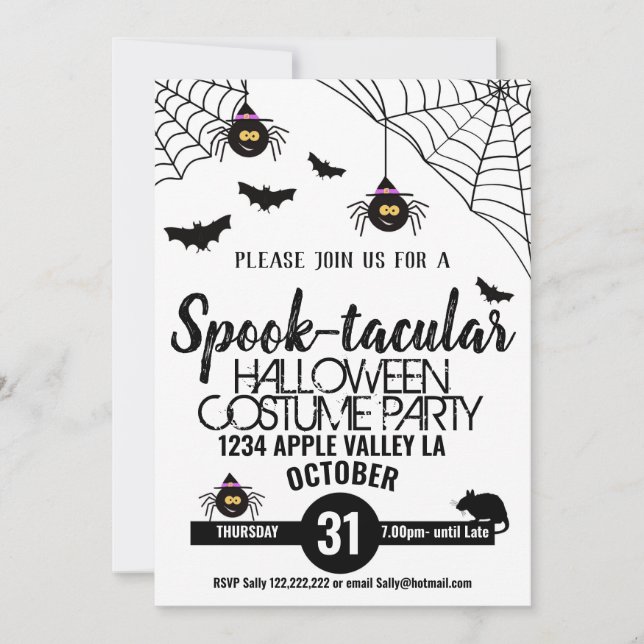 spider spooky halloween party spook-tacular invitation (Front)