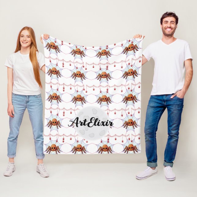 Spider Tarantula Cute Kawaii Pattern Fleece Blanket (In Situ)