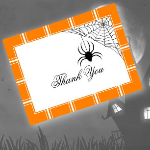 Spider Thank You Halloween Orange Postcard
