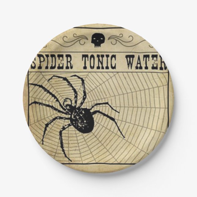 Spider Tonic Water Halloween Paper Plate (Front)