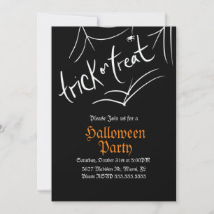 Spider Trick or Treat Halloween Birthday Party Invitation